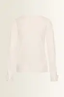 Ribtop met poplin manchetten