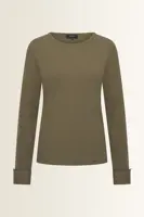 Ribtop met poplin manchetten