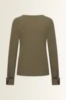 Ribtop met poplin manchetten
