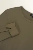 Ribtop met poplin manchetten