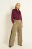 Wide-leg pantalon met contrastbies
