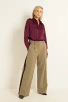 Wide-leg pantalon met contrastbies