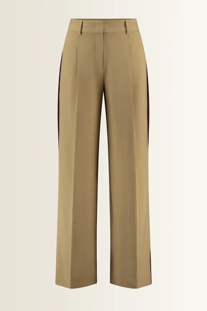 Wide-leg pantalon met contrastbies