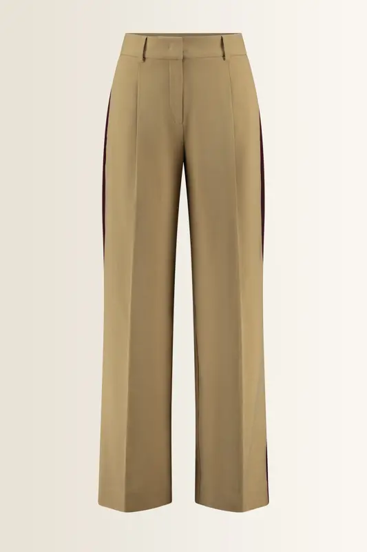 Wide-leg pantalon met contrastbies