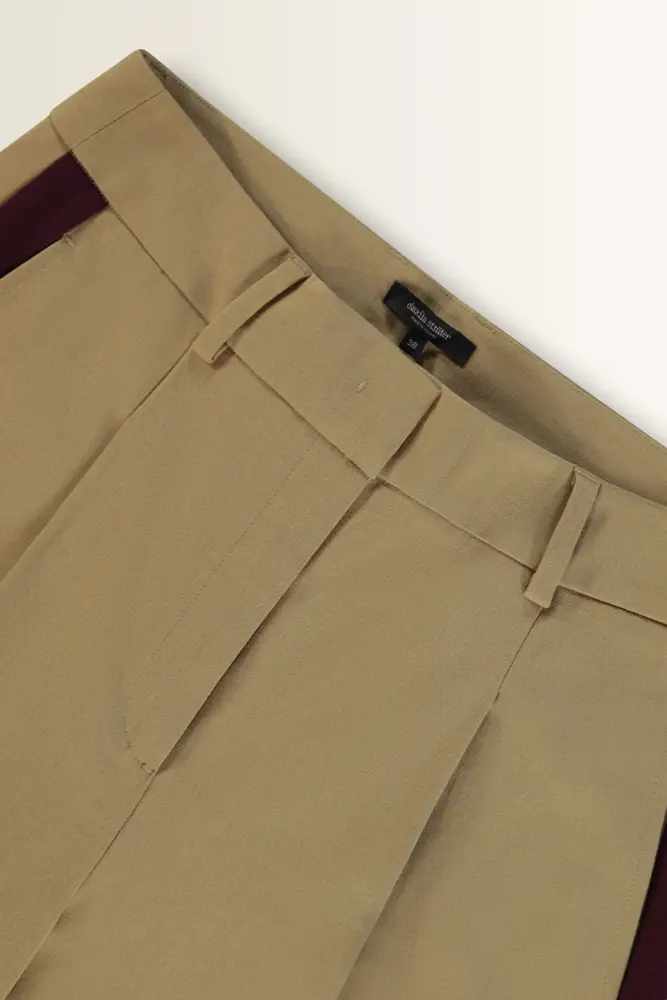 Wide-leg pantalon met contrastbies