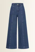 Wide-leg jeans met sierstiksels