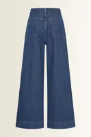Wide-leg jeans met sierstiksels