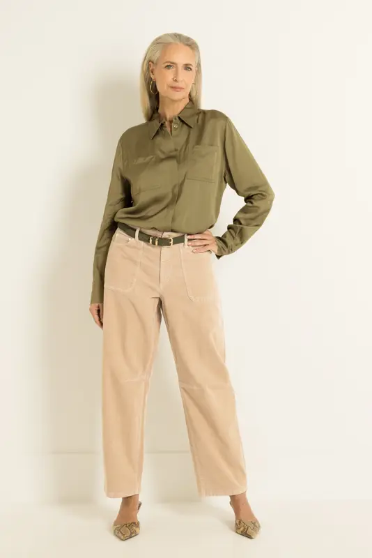 Barrel jeans met ribstructuur