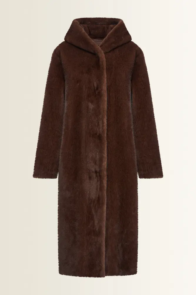 Lange reversible faux fur jas