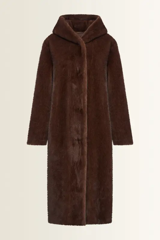 Lange reversible faux fur jas