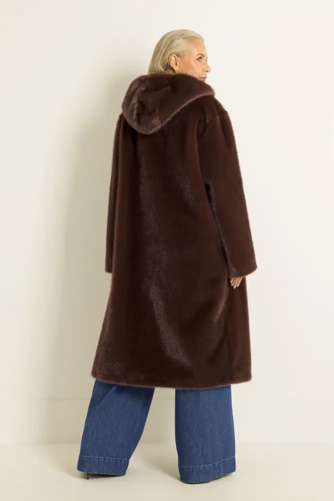 Lange reversible faux fur jas