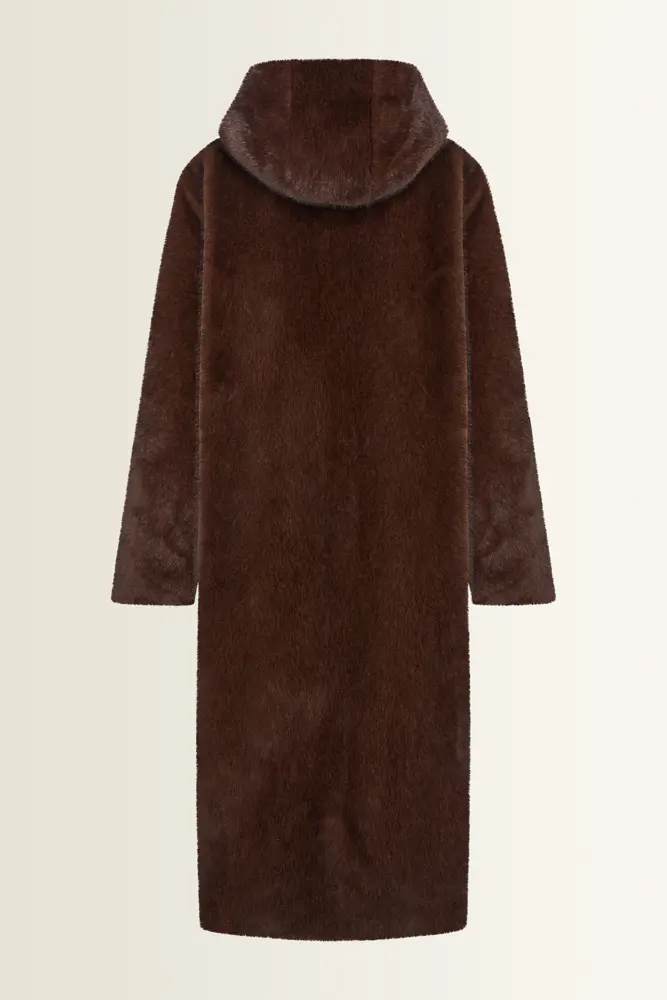 Lange reversible faux fur jas
