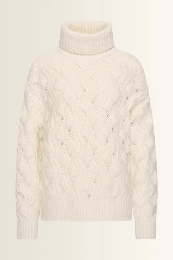 Chunky kabeltrui in wolmix met alpaca
