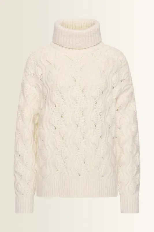 Chunky kabeltrui in wolmix met alpaca