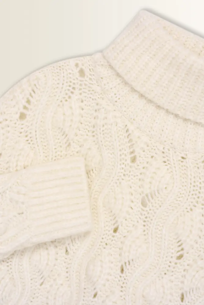 Chunky kabeltrui in wolmix met alpaca