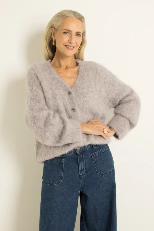 Oversized vest van harige alpacamix