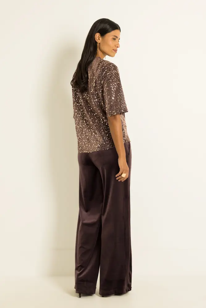 Mesh top met pailletten