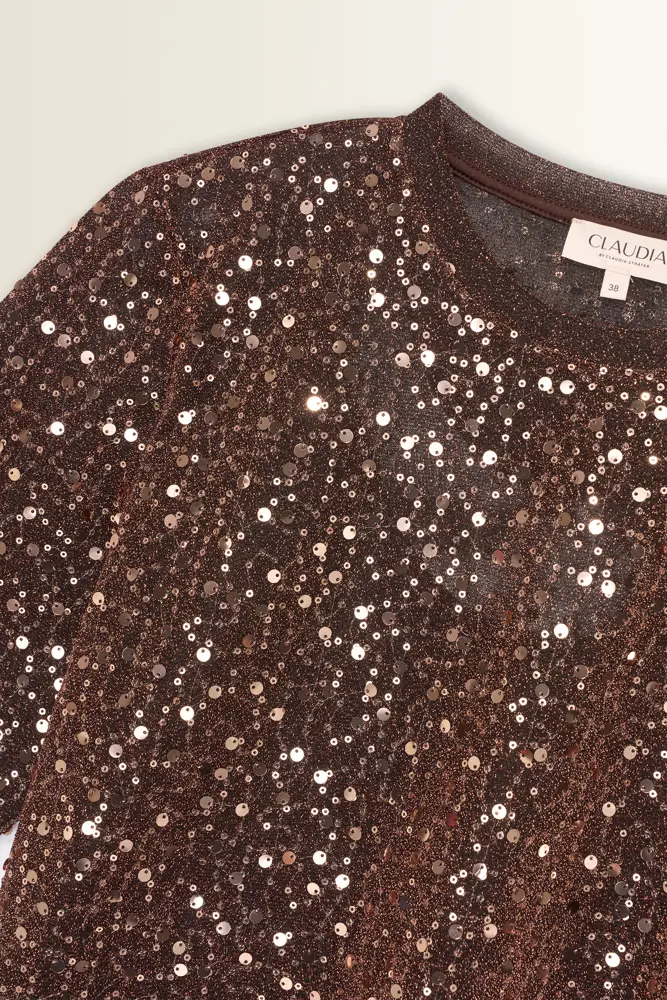 Mesh top met pailletten