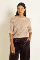 Mesh top met pailletten