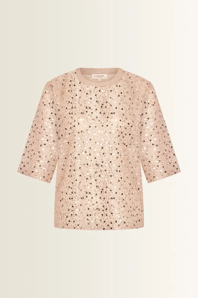 Mesh top met pailletten