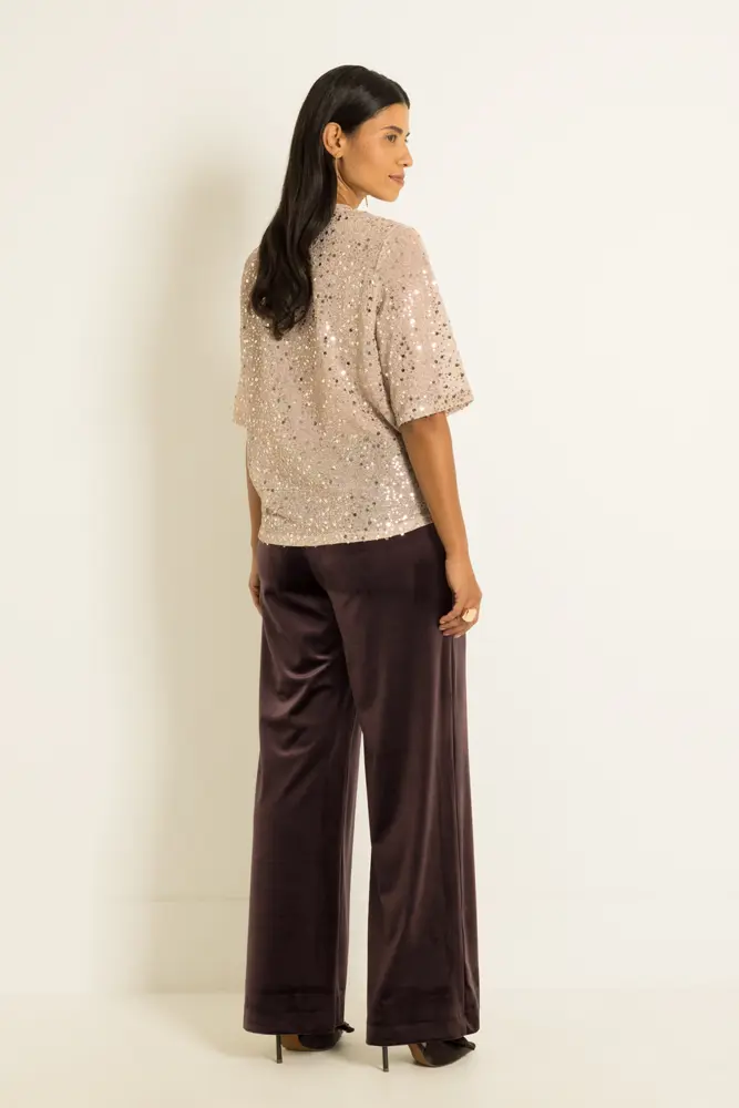 Mesh top met pailletten