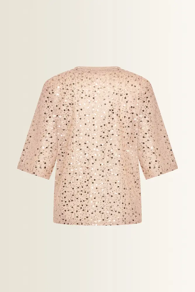 Mesh top met pailletten