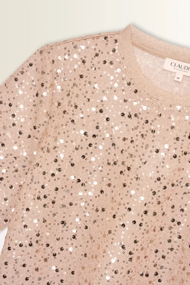 Mesh top met pailletten