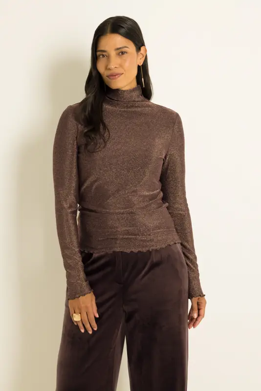 Coltop met lurex en ruffle
