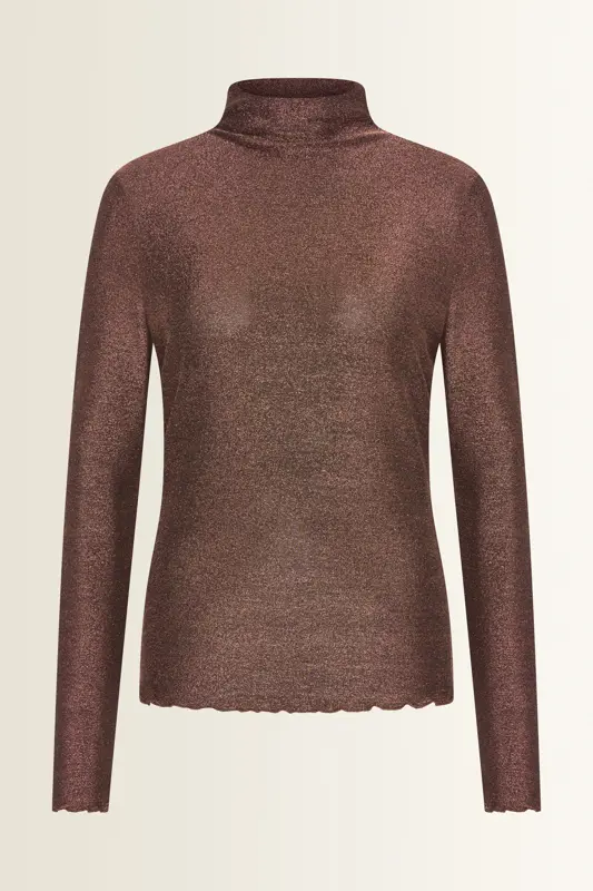 Coltop met lurex en ruffle