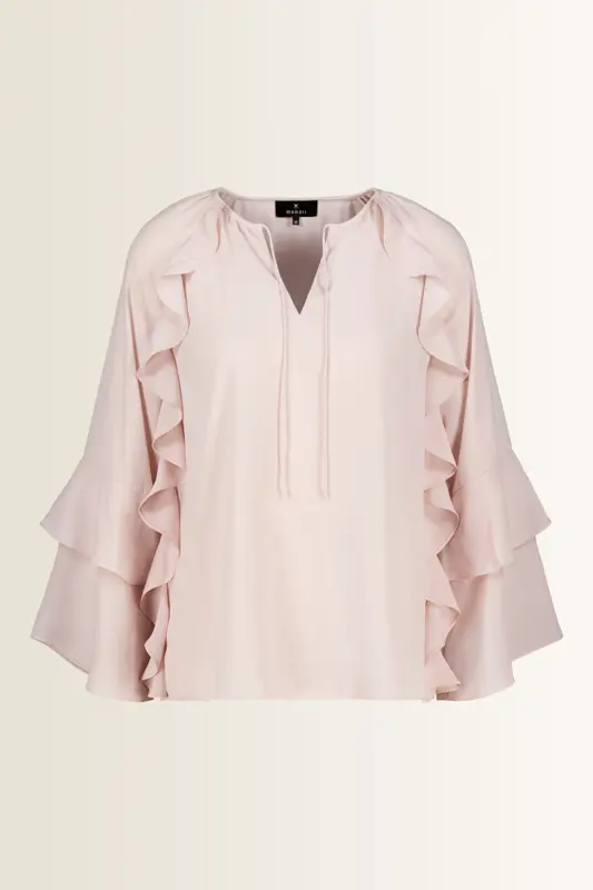 Blouse met volantmouwen en strikkoord Monari