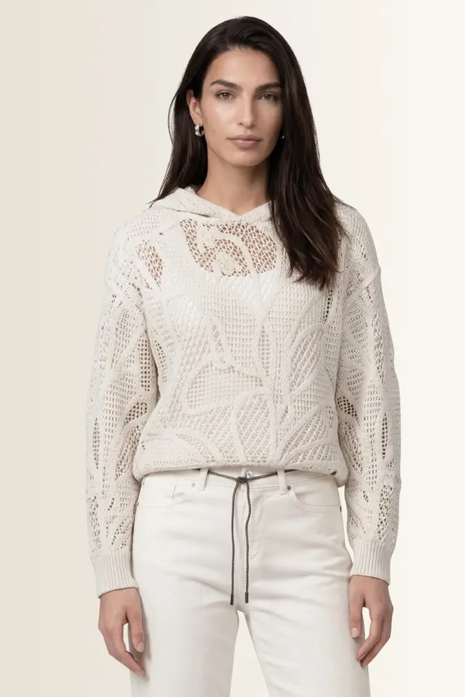 Opengewerkte sweater met chenillegaren Monari