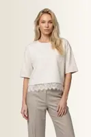 Top van viscosemix met kanten zoom Monari