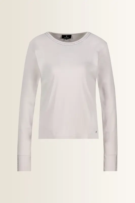 Katoenen longsleeve met strassdetails Monari