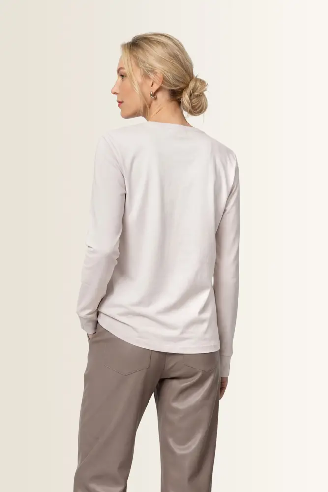 Katoenen longsleeve met strassdetails Monari