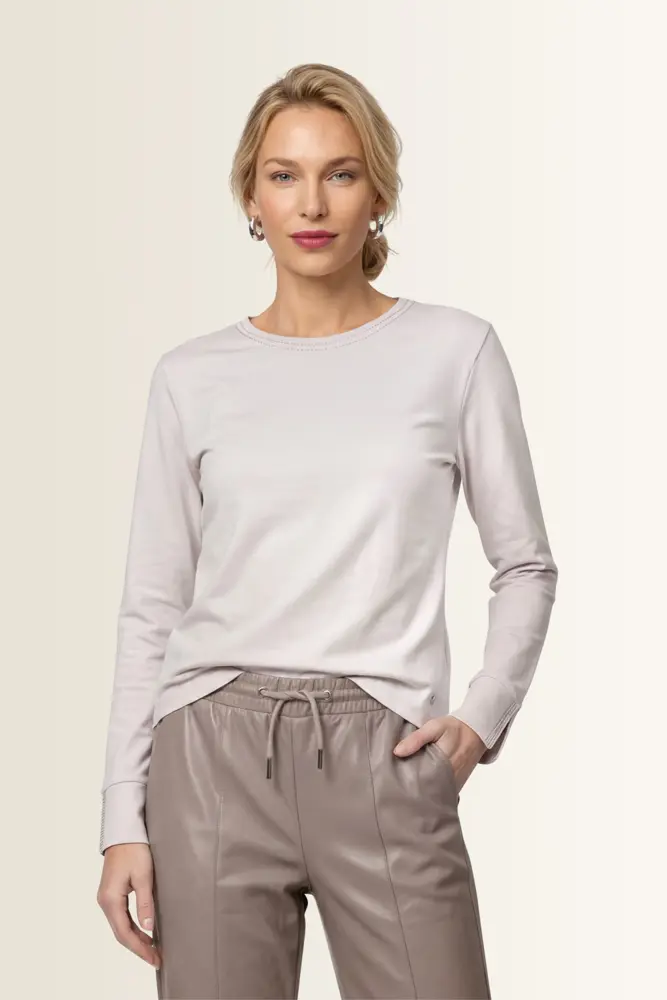 Katoenen longsleeve met strassdetails Monari