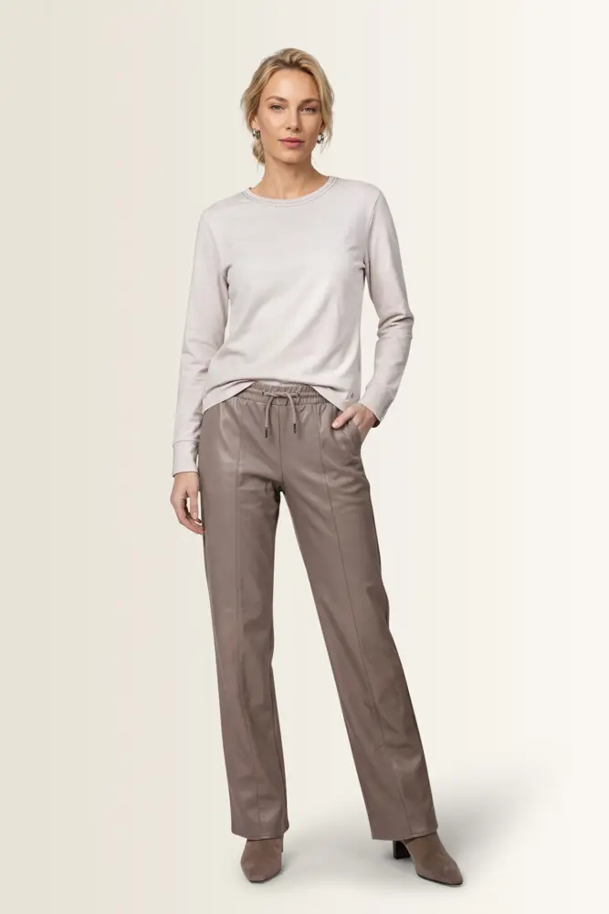 Katoenen longsleeve met strassdetails Monari