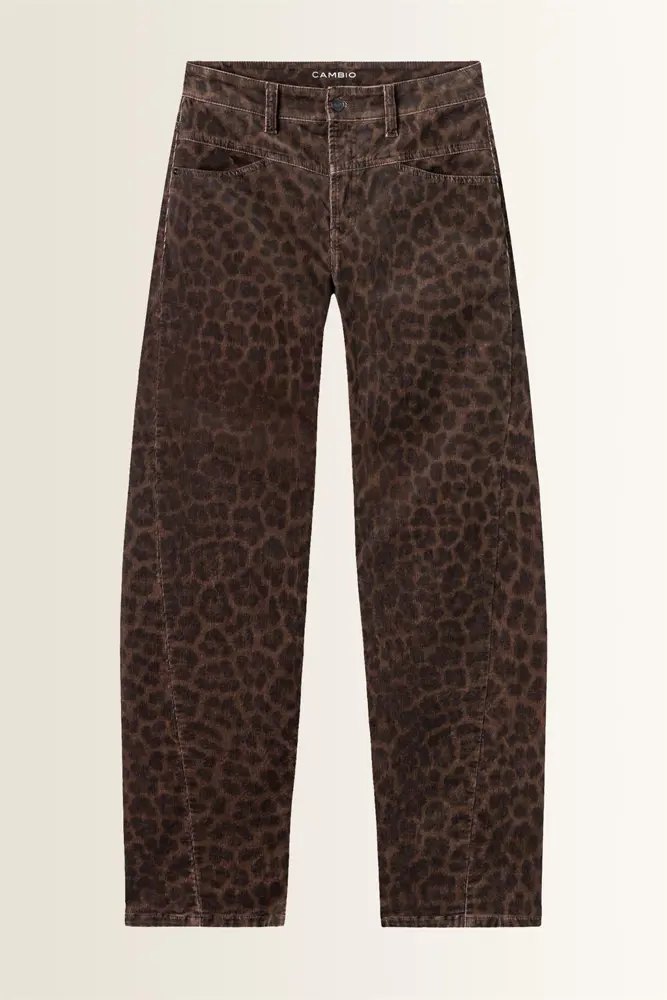 Denim broek met luipaardprint Cambio