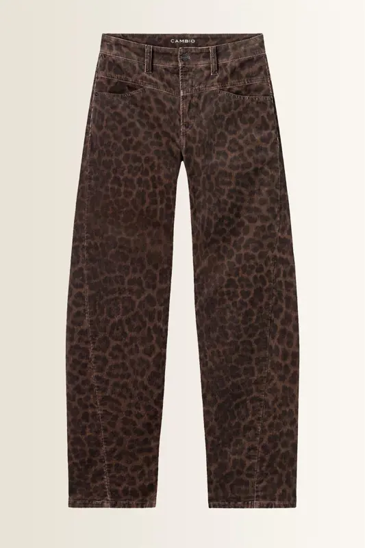 Denim broek met luipaardprint Cambio