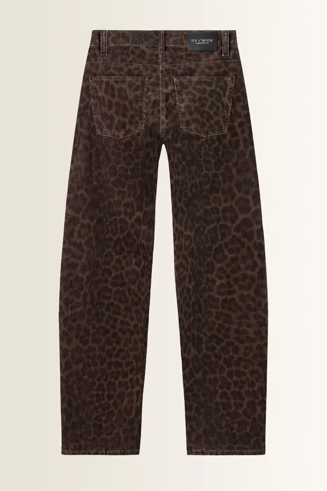 Denim broek met luipaardprint Cambio