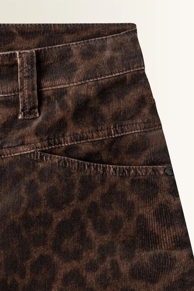Denim broek met luipaardprint Cambio