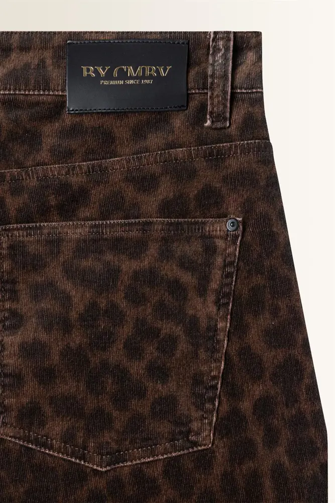 Denim broek met luipaardprint Cambio